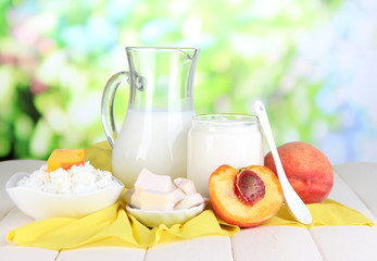 Fresh dairy products with peaches