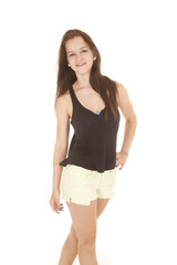 smile stand hand on hip blue