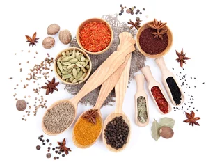 Wall murals Herbs 2 Various spices and herbs isolated on white
