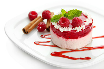 Delicious berry cake isolated on white