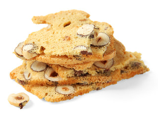 Biscotti with  nuts, isolated on white