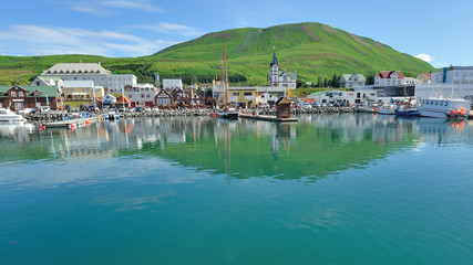 Iceland - Husavik harbour for whale watching - obrazy, fototapety, plakaty