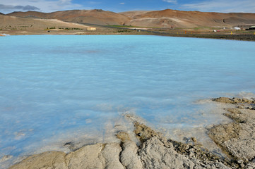 Iceland - blue lagoon at Myvatn lake - Krafla volcanic area