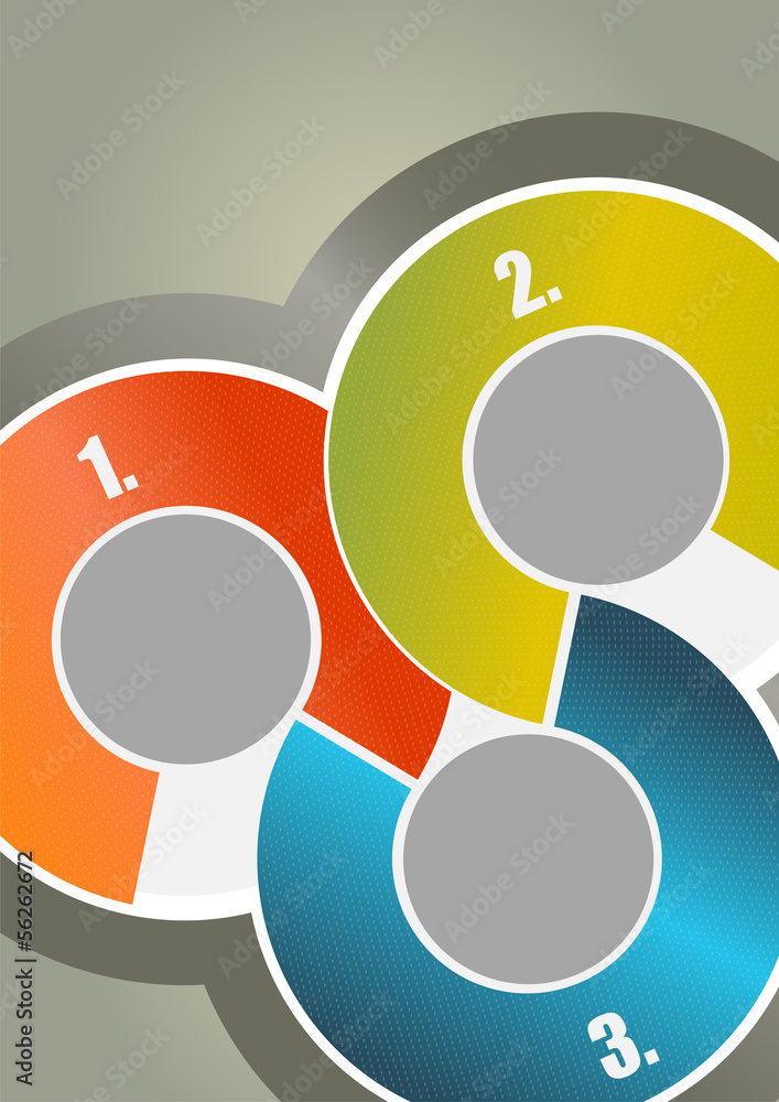 Aufkleber Abstract brochure background with three colored circles with num