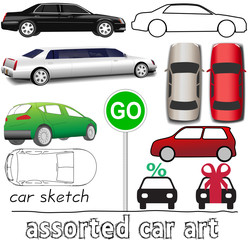 Car symbols auto transportation set