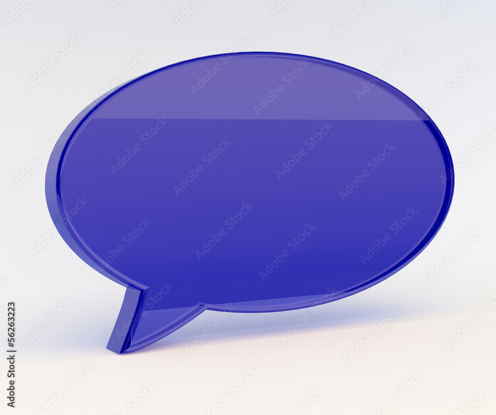 Poster glass 3d text bubble render isolated with clipping path