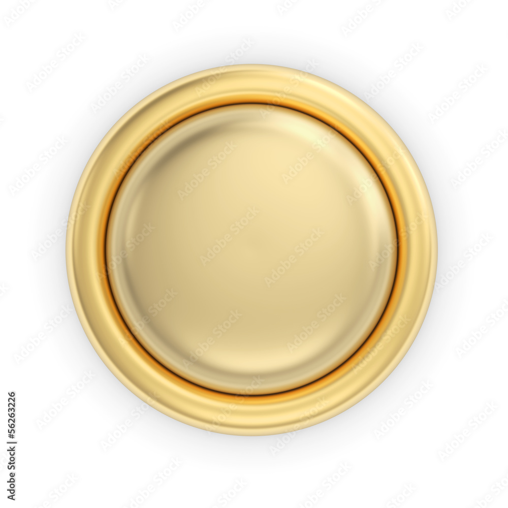 Poster golden 3d button on white isolated with clipping path