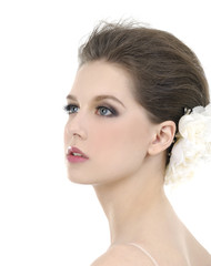 Profile view of beautiful bride
