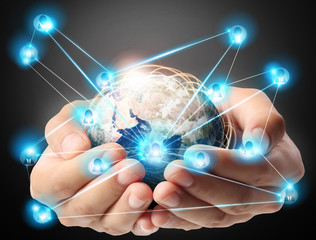  modern social buttons in  hand