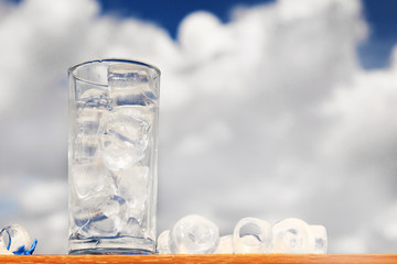 Glass with ice cubes