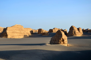 Fototapeta na wymiar Yadan landforms in Gobi desert,China