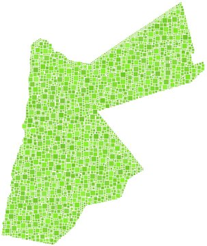 Map of Jordan - Middle East - in a mosaic of green squares