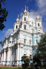 Fototapeta na wymiar Smolny Cathedral in St. Petersburg, Russia