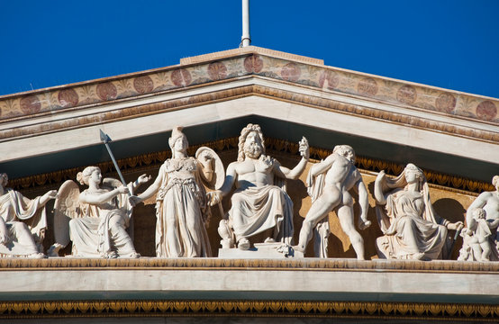 The pediment of the Academy of Athens.