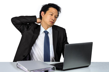 Middle age Asian business man with tired posture
