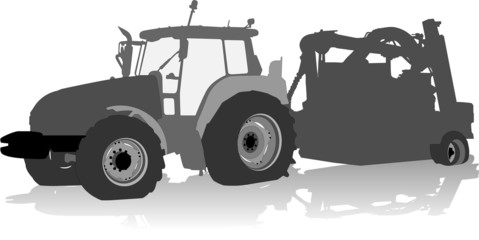 Vector silhouette of a tractor of road service