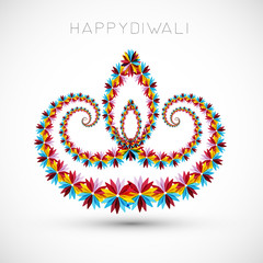 Artistic with floral colorful decoration for diwali festival cel