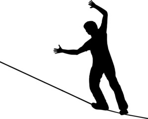 slackliner on white background