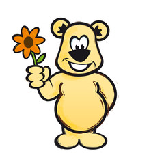 Bär mit Blume Honigbär Gruß AI EPS PDF