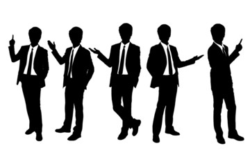 Silhouettes of business man presenting