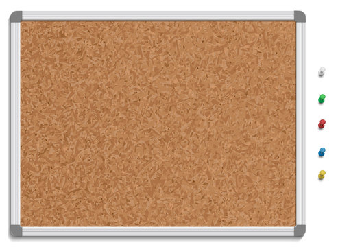 Empty corkboard with colored pins