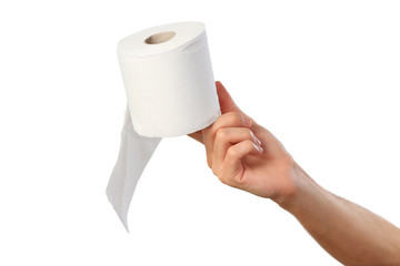 Hand holding toilet paper