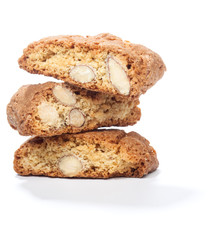 Stack of cantuccini cookies with almond