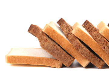 Row of sliced bread. White and black.