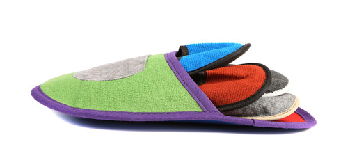 Colourful slippers into big slipper.