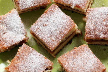 homemade cake with sugar and apple