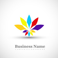 Business icon multicolor colorful floral element white backgroun