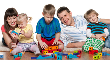 Family play on the floor