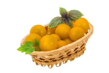 Yellow bright cherry tomato