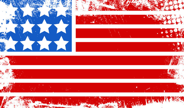 grunge dirty old flag - US 4th of July - Independence Day Vector