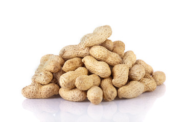 Peanuts pile isolated on a white background