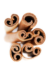 Cinnamon sticks isolated on a white background.