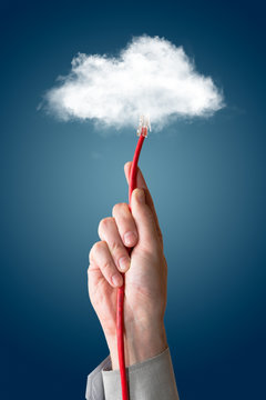Cloud computing connecting ethernet cable.