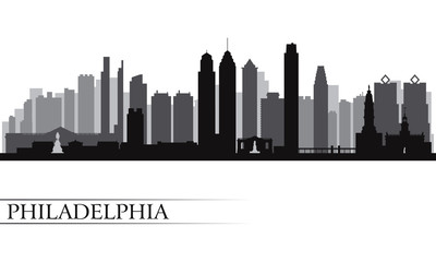 Philadelphia city skyline detailed silhouette