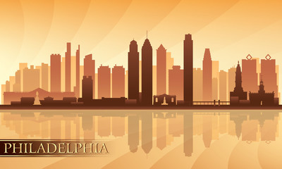 Philadelphia city skyline detailed silhouette