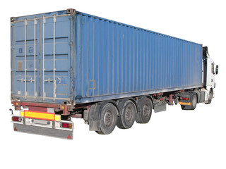 European flatbed 18-wheeler with metal container