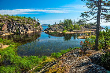 rocky islands of Ladoga lake - obrazy, fototapety, plakaty