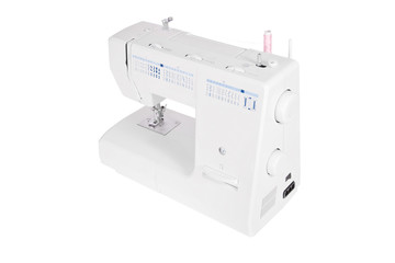 Modern electric sewing machine isolated on white background