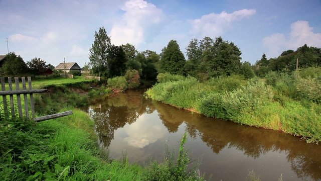 Movement of clouds over the river Polomet. Dvorets, Valdaysky di