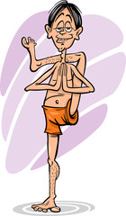 man in yoga position cartoon illustration