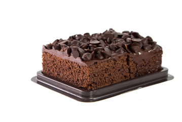 Pile of brownies on white background