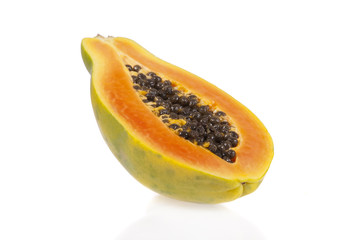 Sliced papaya isolated on a white background