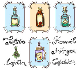 magic herbal potions set