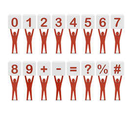 Fototapeta premium Set of numbers and symbols. Concept 3D illustration.