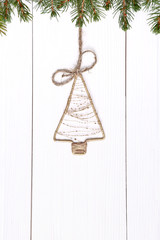 Vintage Christmas ornament on a  wooden background