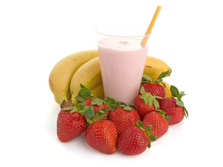 Smoothie made with strawberries and bananas